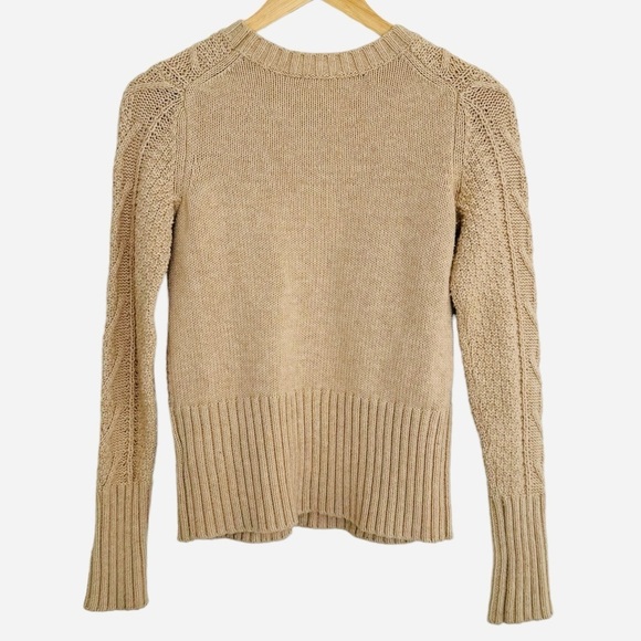 GAP Women's Cable Knit Sweater Small Beige Cotton Wool Fisherman Neutral Minimal - Picture 2 of 8